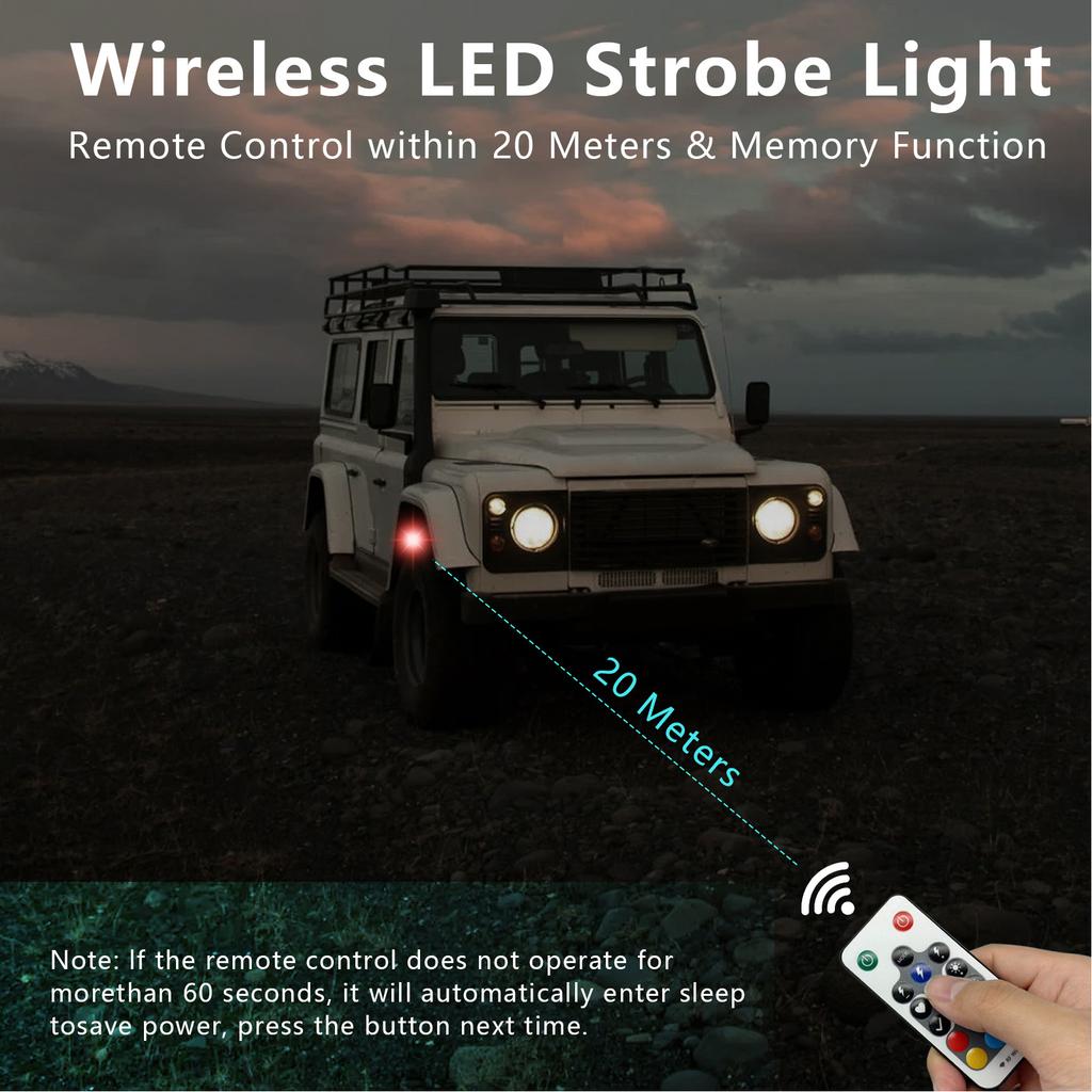 2 ks Bezdrátová LED stroboskopická světla s krytím IP65 Proti kolizi Dálkové ovládání Nabíjecí RGB stroboskopická výstražná světla pro venkovní použití