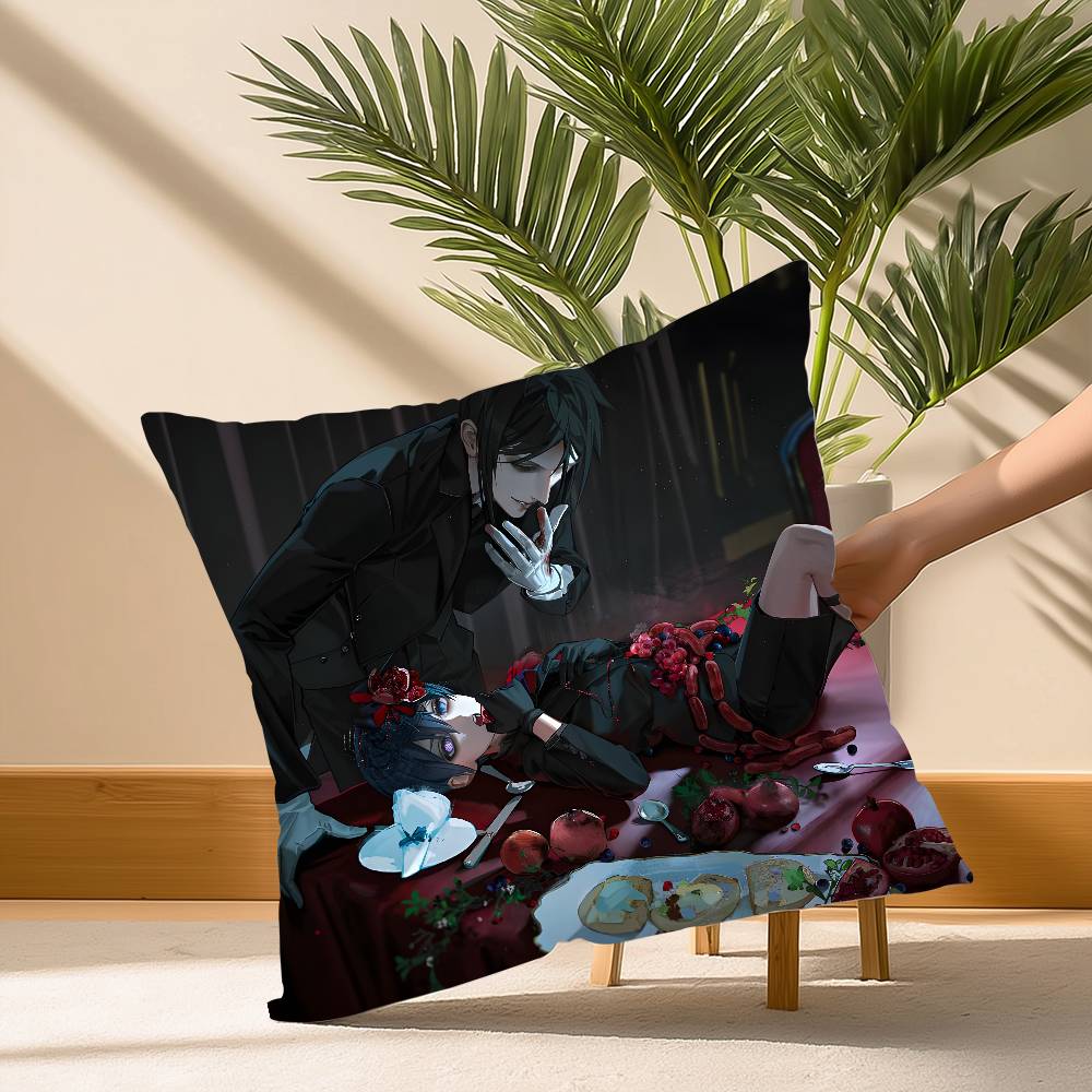 Hot Classic Anime Black B-ButlerS Pillow Case Soft Plush Fabric Double Sided Print Decorative Home Living Room Gift Cushion 30cm x 30cm