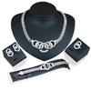 Set da 4 Pezzi Lusso Colore Oro Cerchio Geometrico Zircone Collana Orecchini Anello Bracciale per Donne Charme Matrimonio Sposa Set di Gioielli