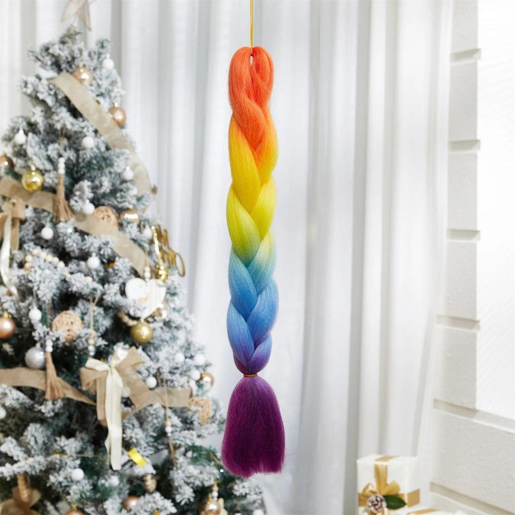 ALAN EATON 24 Inches Synthetic Rainbow Color Jumbo Braid Hair Extensions High Temperature Fiber Extensions For DIY Crochet Hair Braids