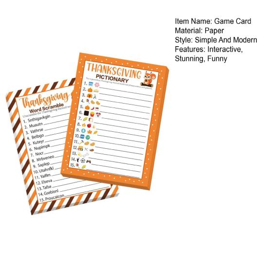 Aile Partisi Şükran Günü Oyunları İçin 30 Oyuncu Yetişkinler Ofis Büyük Gruplar Kelime