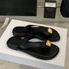Fashion SUOJIALUN Summer New Brand Women Slipper Fashion Metal Buckle Slip On Flip Flop Shoes Soft Flat Heel Outdoor Casual Vacation Sli
