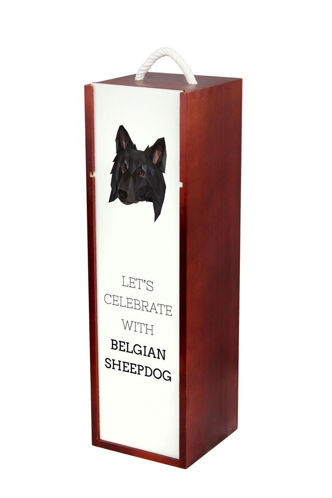 Owczarek Belgijski, Belgijski Pies Pasterski - Geometryczne Pudełko Ze Zdjęciem I Napisem Na Wino Marki Art-Dog