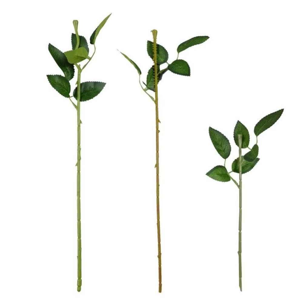 10Pcs Home Decor Flowers Stick Rod with Artificial Leaves Rose Flowers Head Decoration