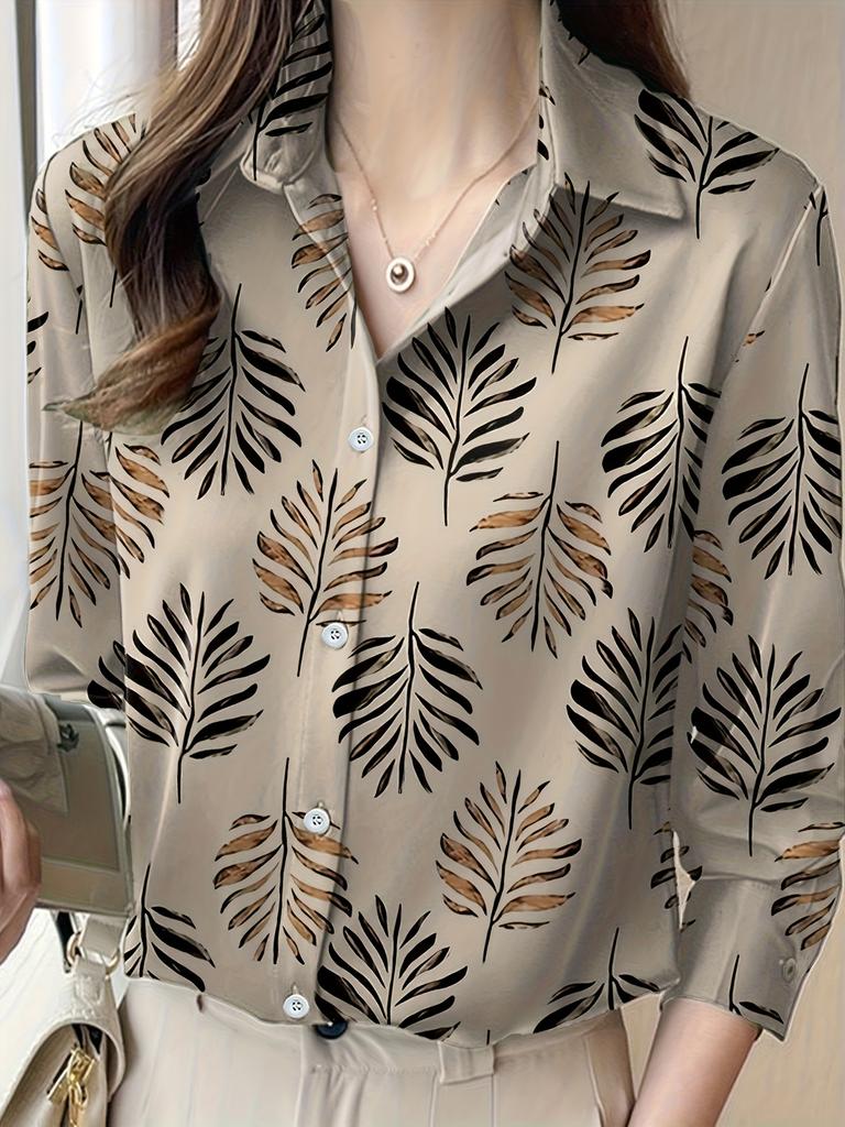 Reversdesign Damenhemd Temperament Leopardenmuster Langarm Hemd mit Knöpfen Party Pendler Mode Damen