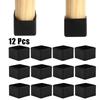 12 Pcs Chair Leg Cap Black Color Furniture PVC Material