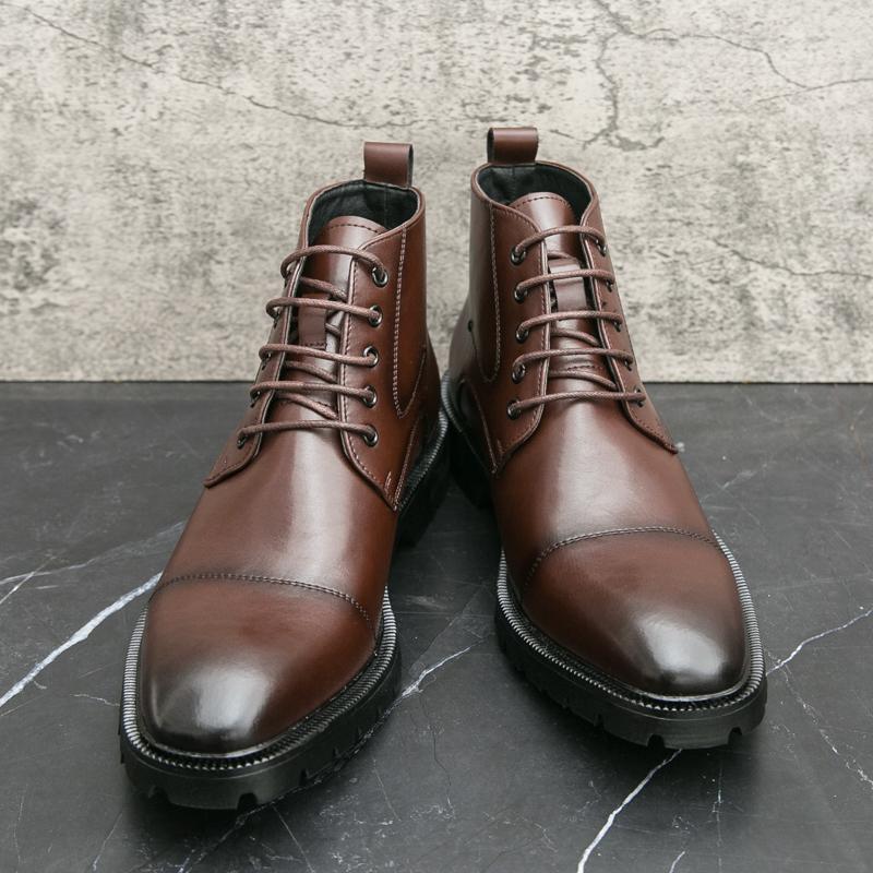 Designer Brand Winter High Top Short Boots Simple Classic Office Men's Business Casual Shoes Versatile Men's Leather Short Boots
