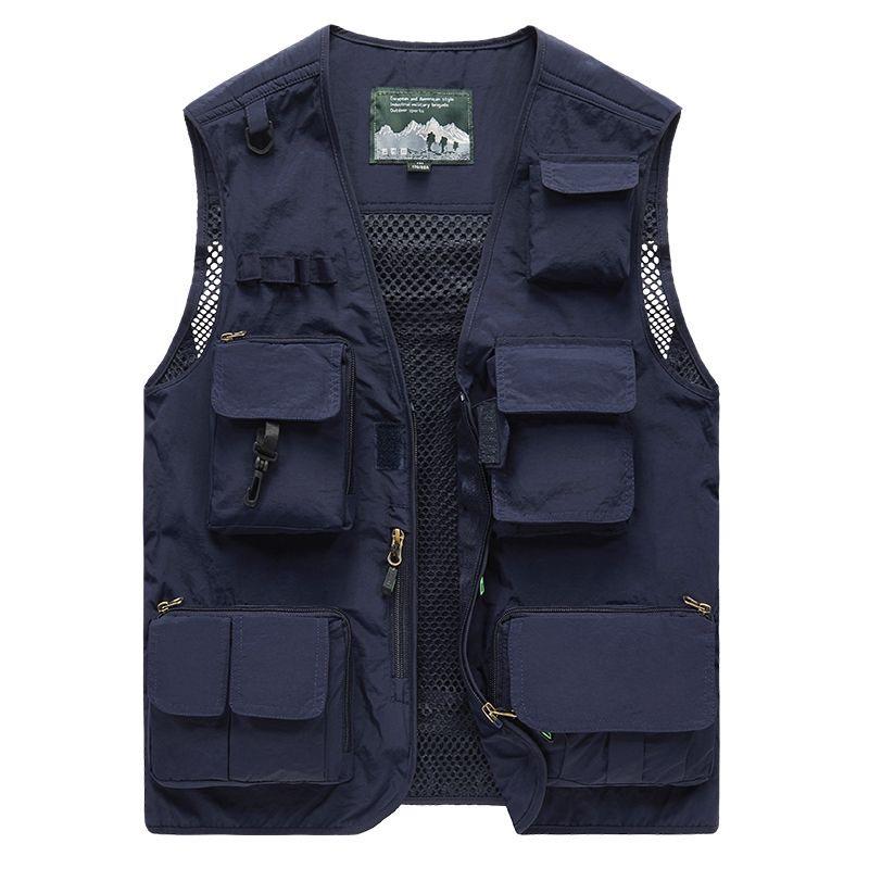 Men's Multi-Pocket Mesh Vest for Outdoor Photography and Fishing