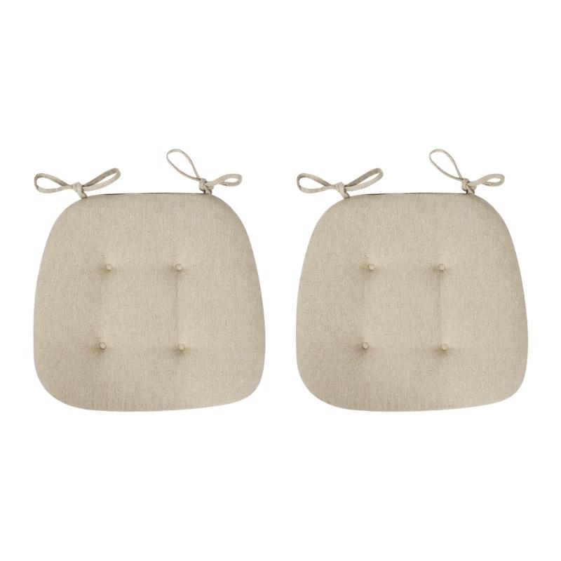 2Pcs Modern Chair Pads With Ties Strap Soft Cotton Linen Cushions For Dining Room Office Comfortable Seating Solution