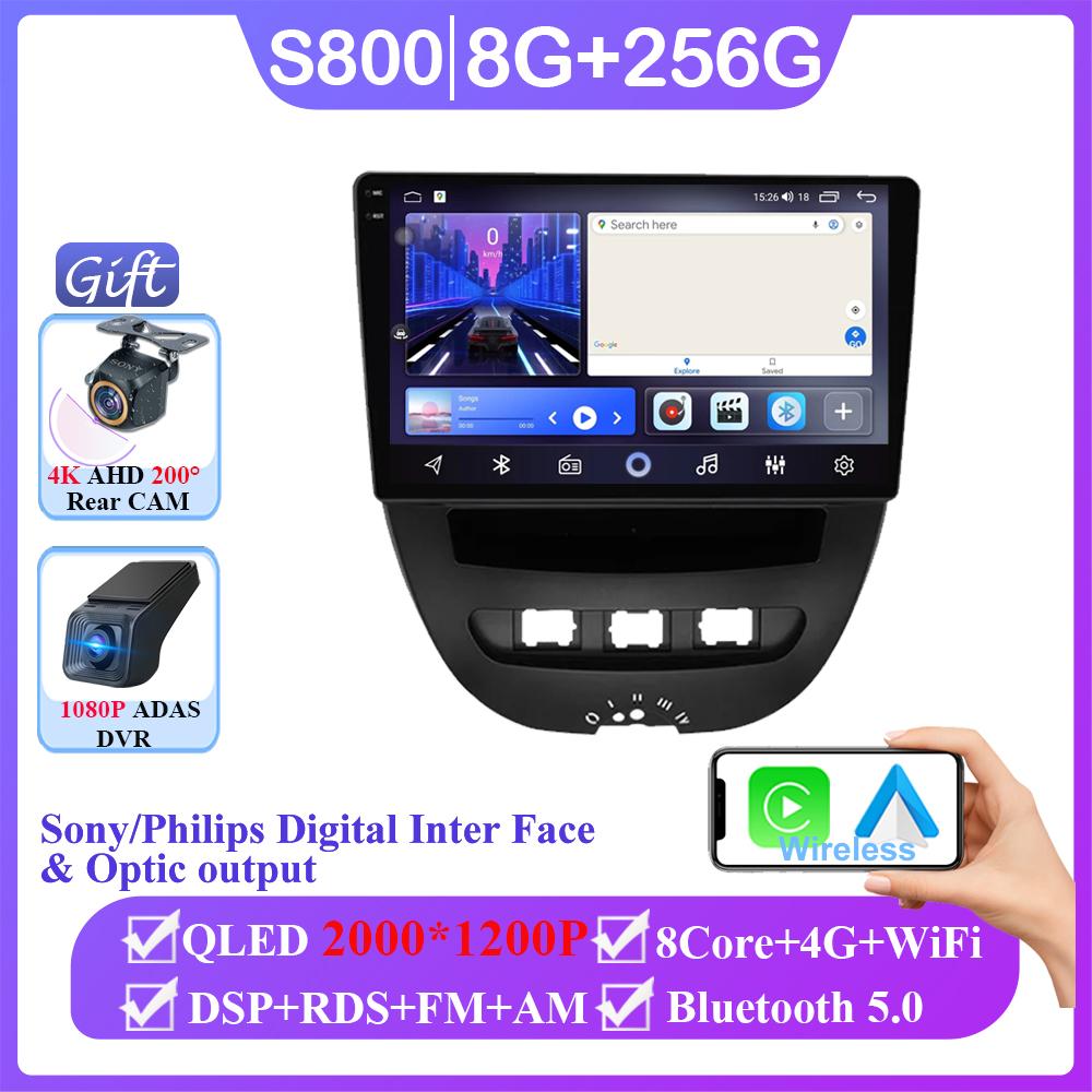 Android 14 Car Radio For Peugeot 107 Toyota Aygo Citroen C1 2005-2014 2Din Multimedia Video Player Carplay Auto Stereo Head Unit