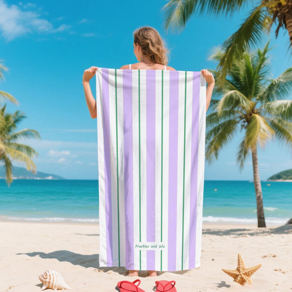 Vintage Summer Striped Beach Towel Ultra Soft Absorbent Microfiber Towel for Men Women Beach Pool Gym Camping Travel Daily Use