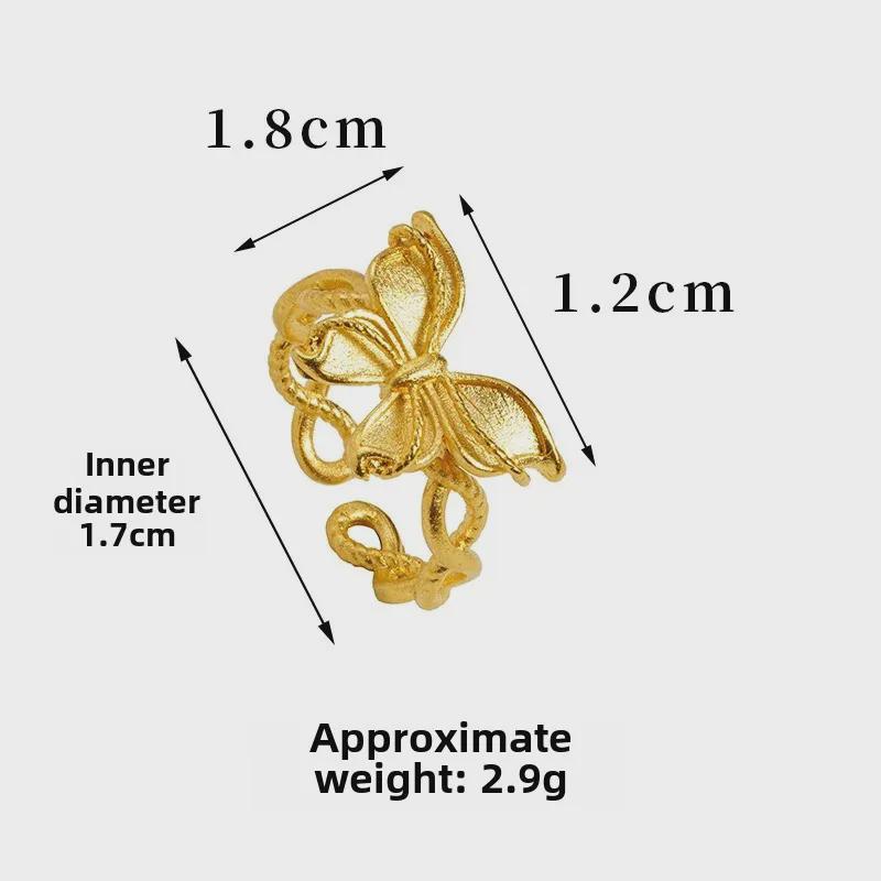 Gradient Enamel Butterfly Ring: Luxurious Sand Gold Fashion Jewelry for Women