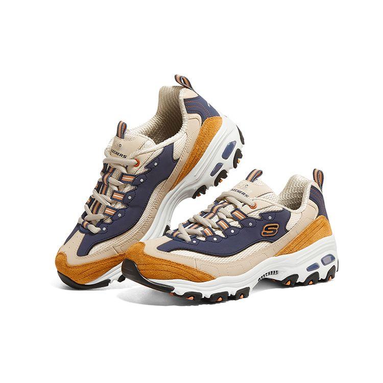 Skechers D'LITES 1.0 Women Panda Shoes Caramel Chestnut Beige Brown Low Top Dad Shoes 13167-TNV