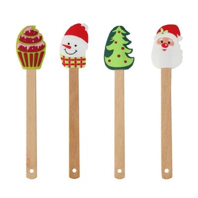 Non-Stick Spatula Xmas Theme Snowman Santa Claus Tree Shape For Baking Tools