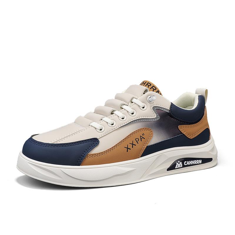 

Casual board shoes flat bottom heightening low-top foot cover trendy shoes spring and autumn new trend color matching leather sports men s shoes 39