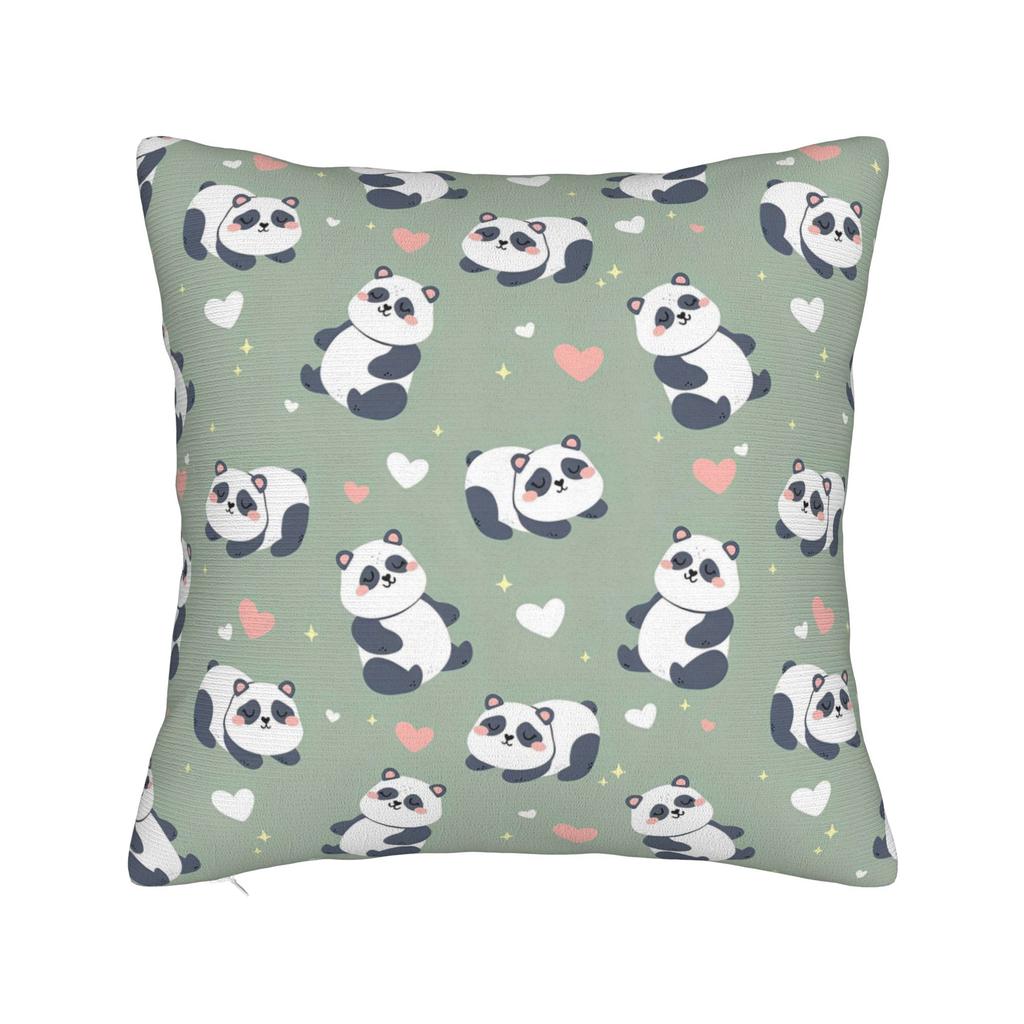 Sushi Panda Square Pillow Case Food Cushion Cover Vintage Polyester Decorative Throw Pillow Case Cover For Home 40*40Cm
