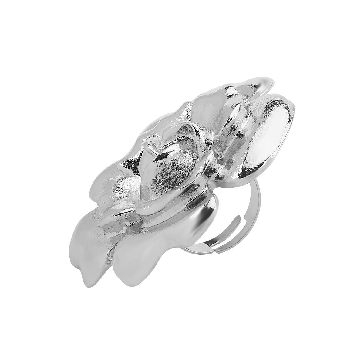 

European and American retro alloy flower jewelry set, temperament exaggerated flower earrings necklace ring bracelet