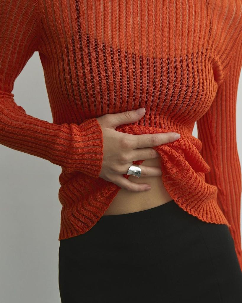See Through Fashion Λευκό Κομψό ριγέ See Through Γυναικεία μπλουζάκια Μακρυμάνικα T-Shirts Tees Skinny Club Ρούχα για πάρτι
