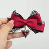 Gothic Lolita Hair Clips, Dark Cool Ribbon Lace Bow Hairpins, Love Cross Pendant Fashion Personality Hair Jewelry for Girls