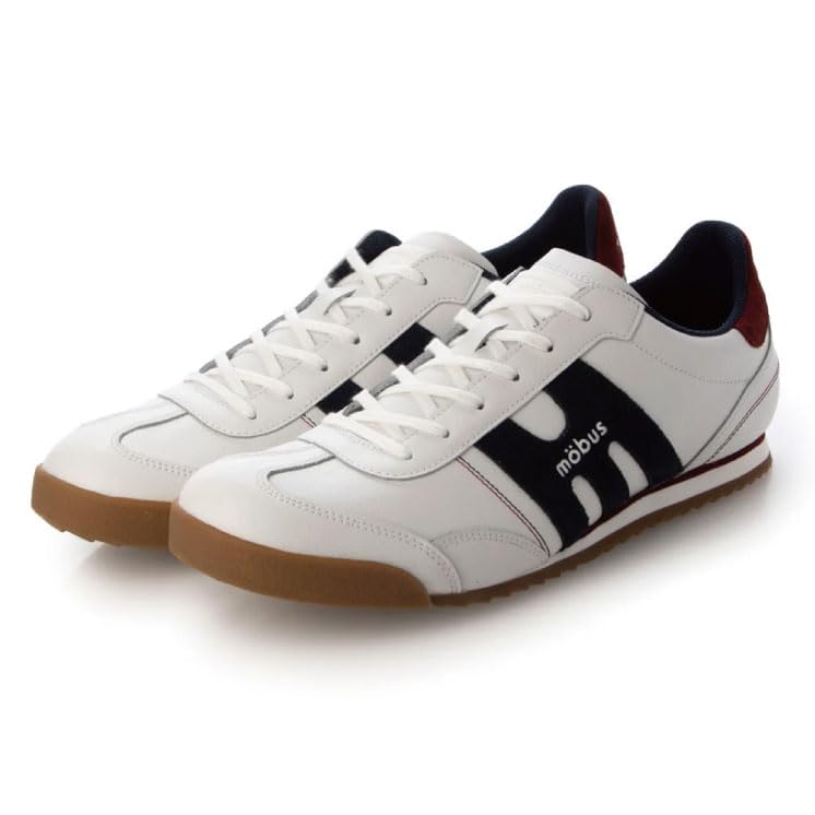 

Mobus Men s Genuine Leather Casual Walking Shoes with Built-in Functional Insoles, Current Model VAREL2 (White/Navy/Maroon, Measurement: 26 Points, 5