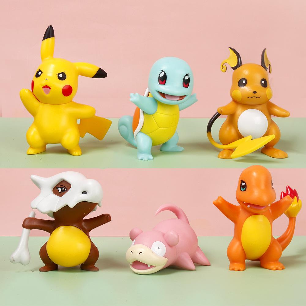 Cartoon Pokmon Anime Figures 6pcs Squirtle Psyduck Charmander Cute Doll Statue Action Model Collection Toy Desktop Decoration