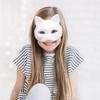 A25F-DIY Blank White Cat Masks 10PCS Therian Masks Halloween Mask Animal Half Facemasks Masquerade Cosplay Party