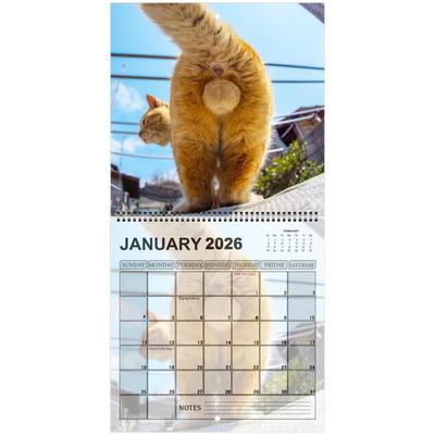 Kattbakdelar Kalender 2026 - 12 Månatlig Väggkalender Rolig Skämtpresent för Kattälskare Vänner Hemma Vägg Kontorsskrivbord