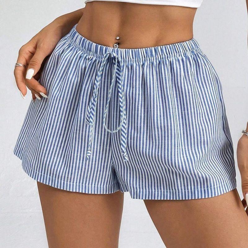 Cross-Border Foreign Trade Pure Desire Basic Light Stripes Elastic Lace Casual Easiest for Match Home Pants Young Adult Loose Slim Looking