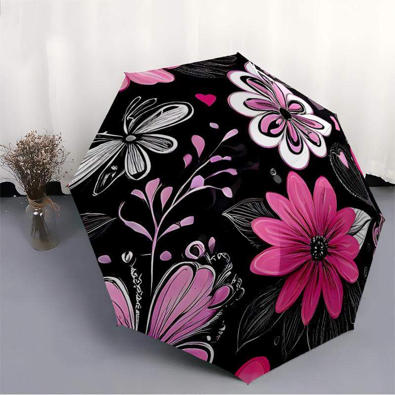 1pc Floral Pattern Automatic Opening/Closing Umbrella with Operation & Windproof Canopy Yy260311047