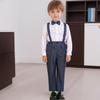 Trendy 2026 Boys Suit Set Blue Elegance Flower Child Birthday Vest Overalls Outfits Kids Host Piano Performances Special Costume