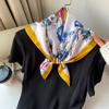 Magnolia silk scarf women's neck scarf simulation silk new small square scarf sweet printed scarf shawl sun protection