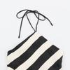 Robe Mi-longue Asymétrique à Rayures, Col Halter, Dos Nu, Sans Manches pour Femme, Tenue Décontractée Élégante