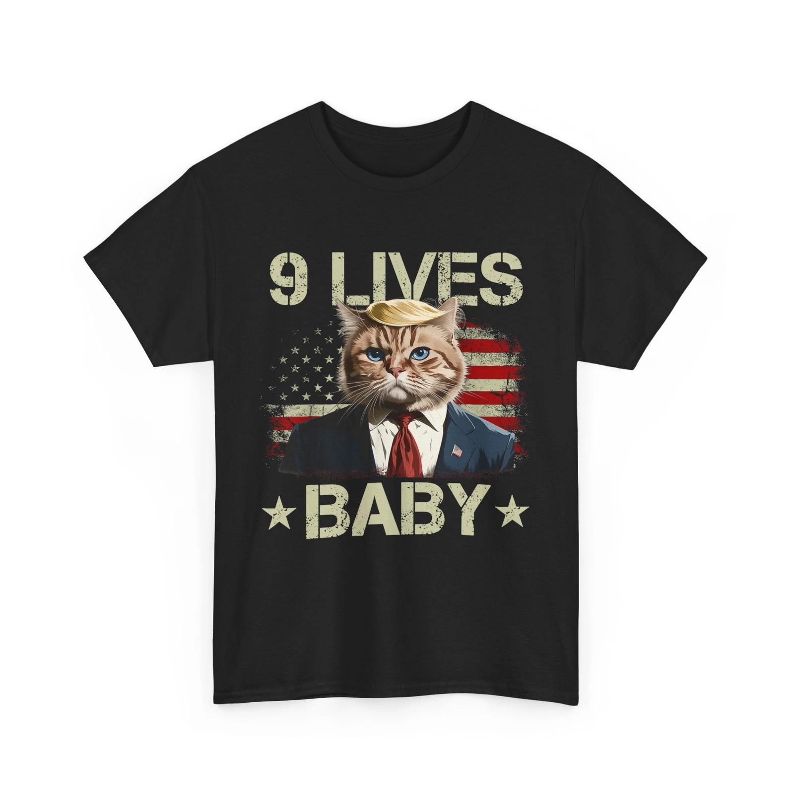 9 Lives Baby T-Shirt, Cat Trump 9 Lives Baby Funny Trump Cat Shirt L