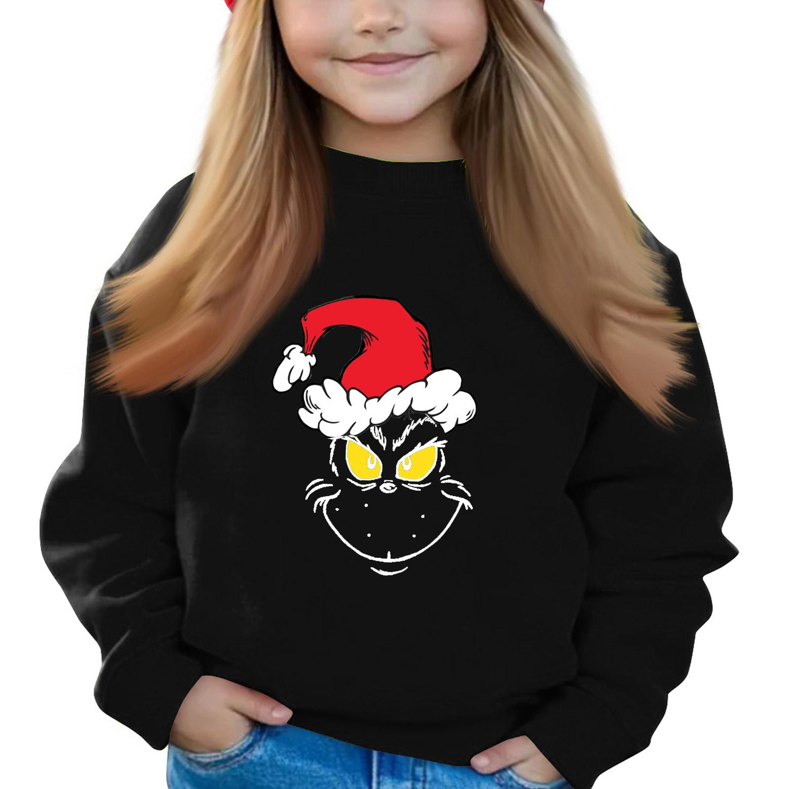 

Рождественские пуловеры с круглым вырезом для девочек, детские топы с принтом 110 чёрный