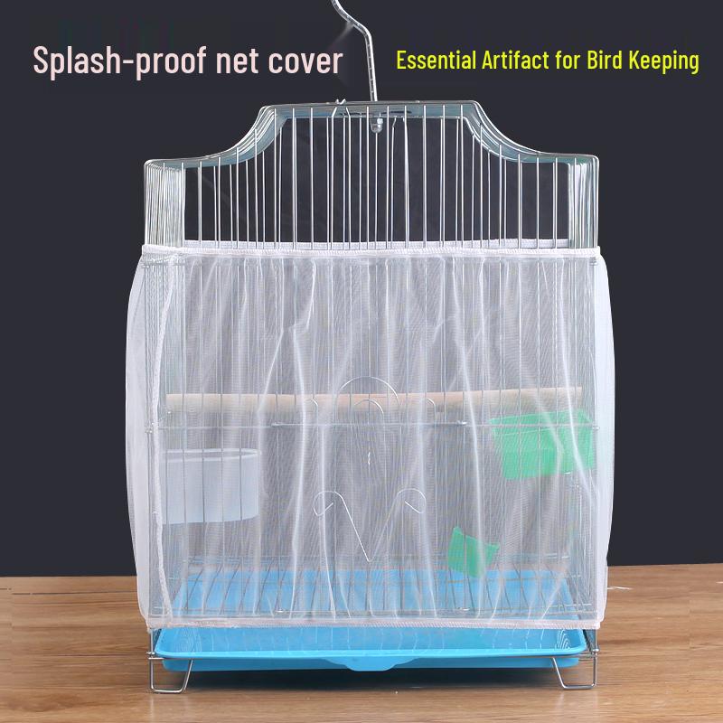 Universal Birdcage Mesh Cover - Anti-Splash Feather Guard for Parrots