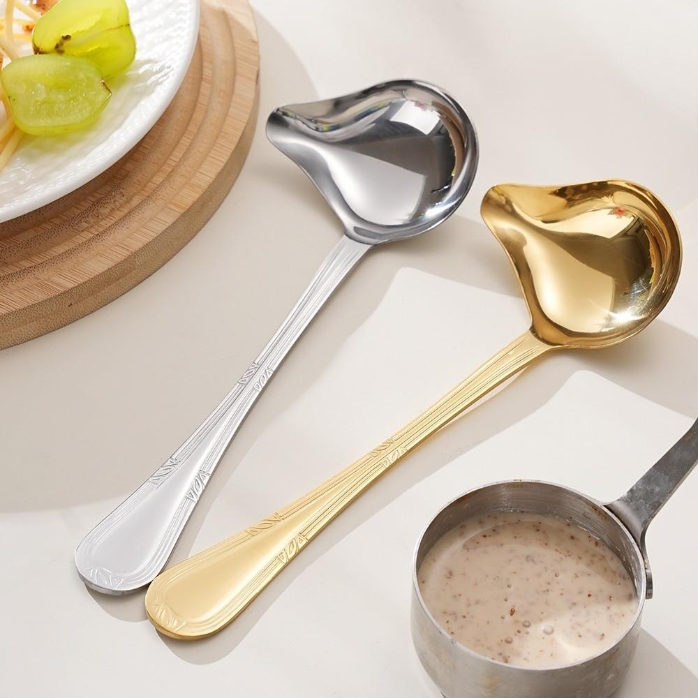 Duckbill Shape Stainless Steel Soup Spoon Mirror Polishing Serving Spoon for 2pcs Home Kitchen