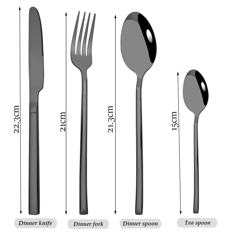 24 Pcs Black Tableware Stainless Steel Cutlery Set Forks Knives Spoons Kitchen Dinner Set Fork Spoon Knife Gold Dinnerware Set