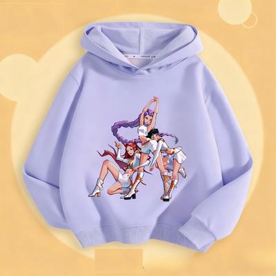 KPop Demon Hunters Girls Hoodies Spring Clothing New Fashion Simple Printed Hooded Tops Sweatshirts Children's Wear Hoodie 1-7Y
