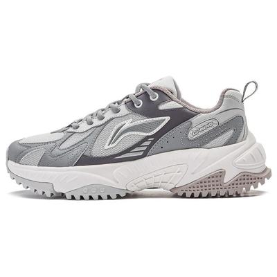 Li Ning Qixing 2.0 Comfortable Simple Thick Sole Height Increasing Wear Resistant Non Slip Low Top Casual Shoes Women Sneaker Gray AGCT312-3