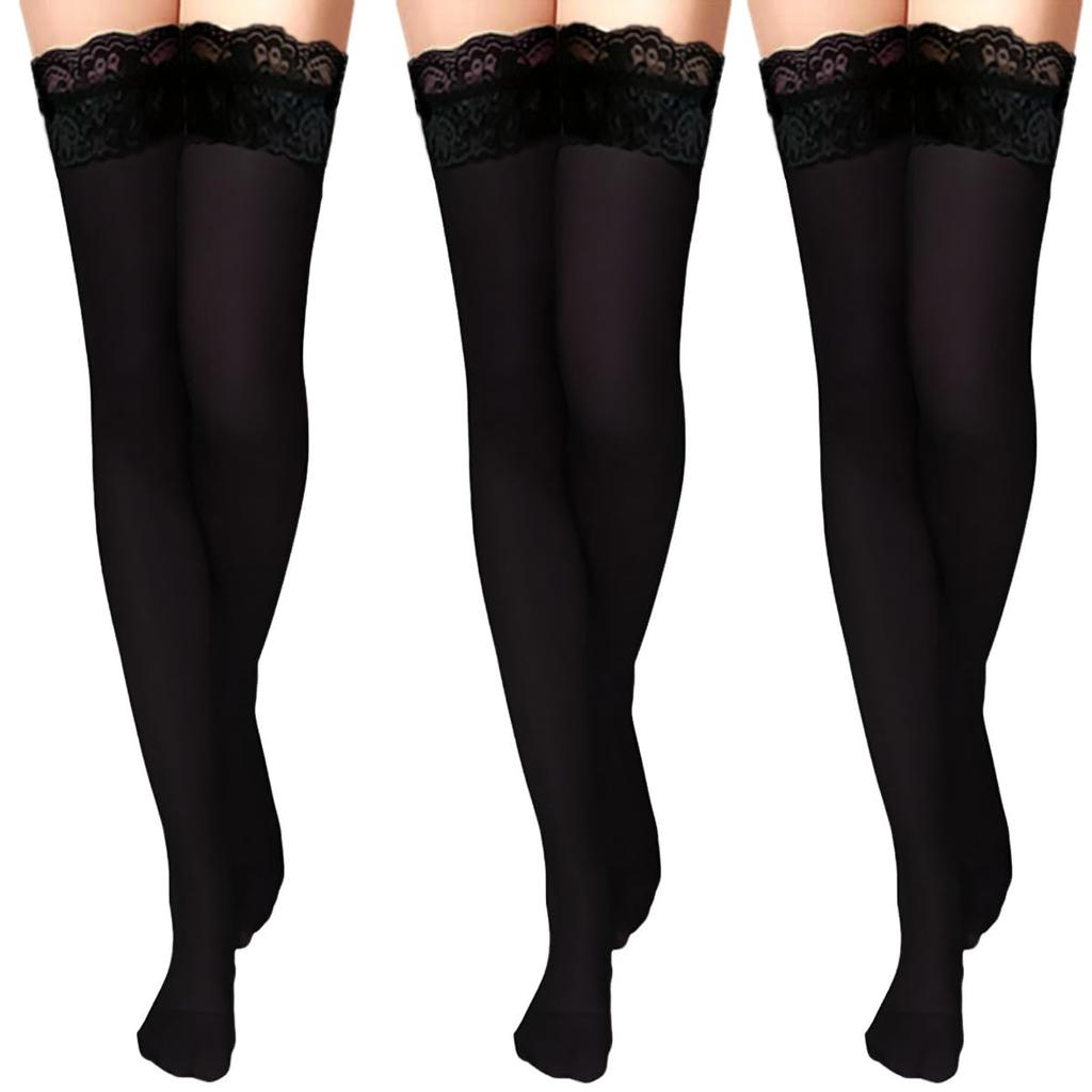 socks with 80 high Lolita sexy floral garter with silicone beautiful set of 3 [MOOKISOO] Knee-high lace, denier, over-the-knee socks, style, women's