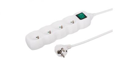 4-Socket Extension Cord, 3M White, With Switch, 3X1.0mm 35430