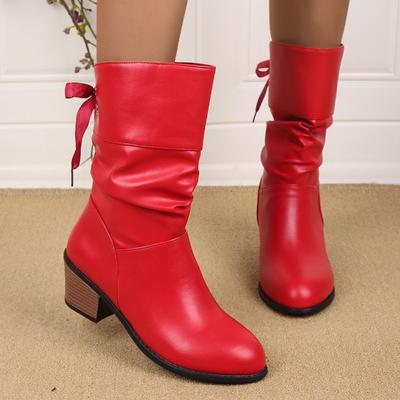New Fashion Boots Women's Autumn and Winter Wedge Heel Medium Tube Pointed Women's Martin Boots