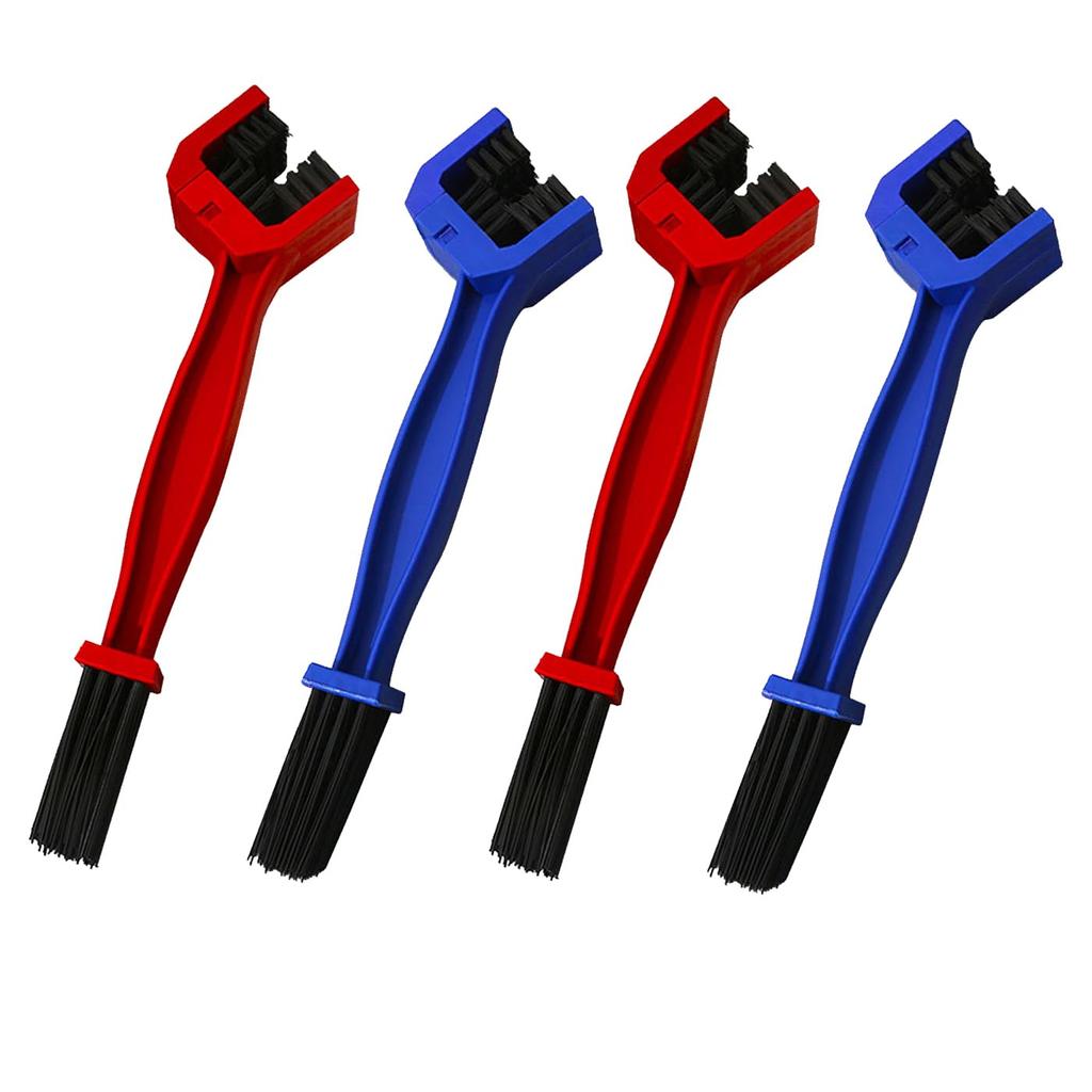 Chain Chain Cleaning Red and Set of 2 Cleaner, Three-Sided Brush, Bicycle/Motorcycle Brush, Tool, Blue,