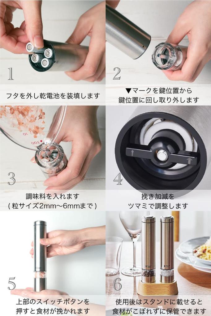 Russell Hobbs Russell Hobbs Electric Mill Salt Pepper Mini Black 3 Month Extended Warranty Set of 2 Present Gift [Official] 7933JP-BK &