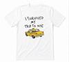 Sobreviví a mi viaje a NYC Ciudad de Nueva York T-shirt Amarilla de Taxi Blanco