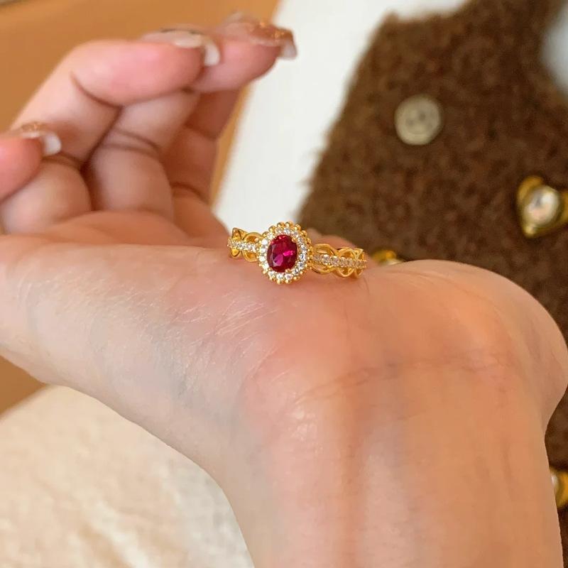 Ruby Ring Elegant For Women Featuring Unique Geometric Shape And Adjustable Open Style For 2024