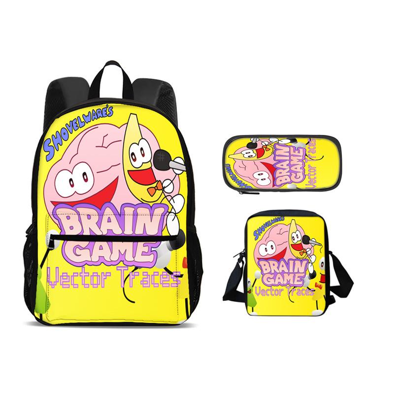 Kids 3 Pcs Set Child School Backpack with Shoulder Bag Shovelware Brain Game Pencil Bag Bags Fashion Knapsack Best Gift Rucksack