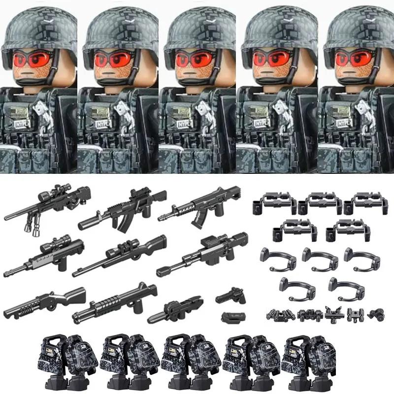 Askeri Ordu Figürleri Yapı Taşları SWAT Hayalet Komando Özel Kuvvetler Askeri Silahlar Silah Şapka Kalkan Kemer AK Mini Tuğlalar Oyuncak