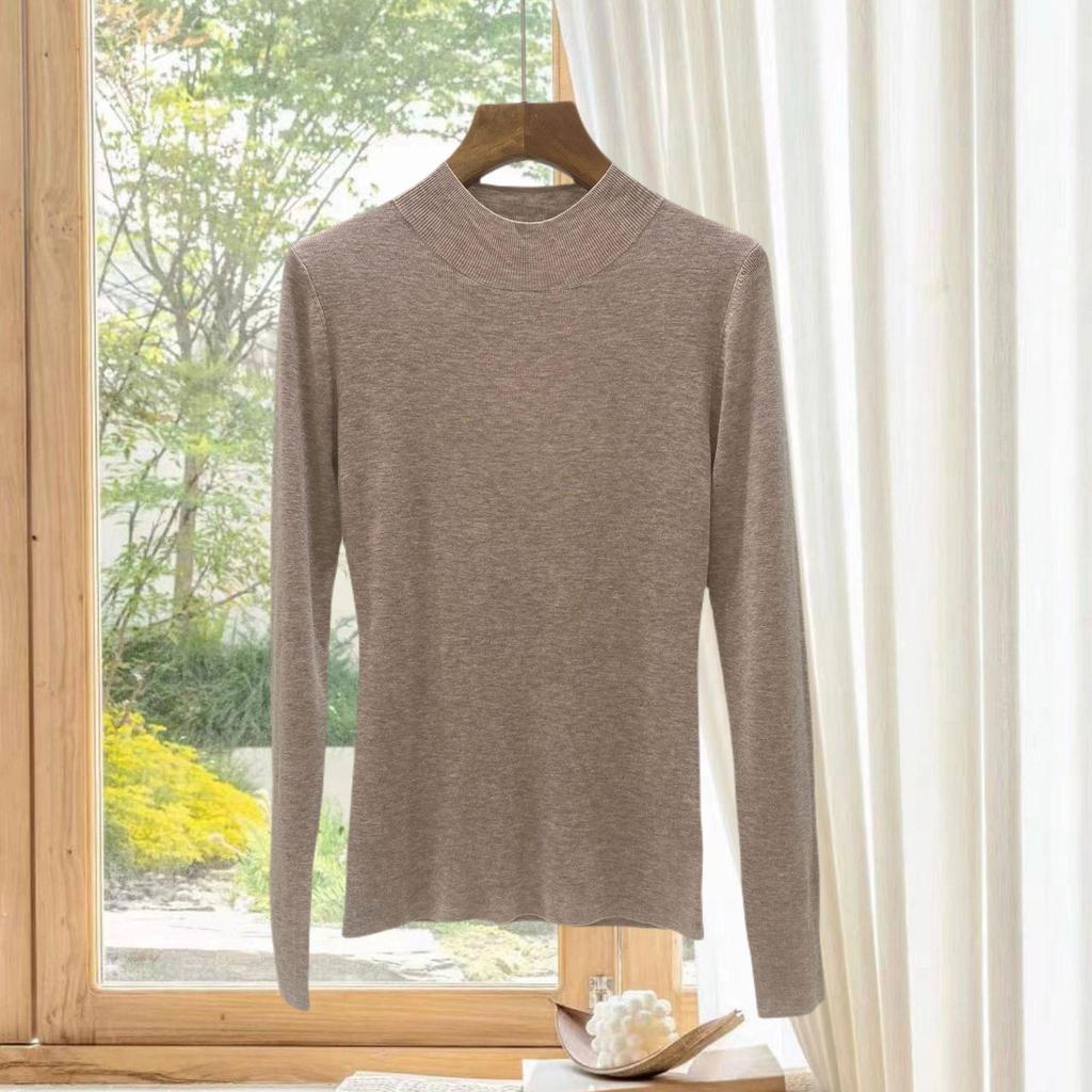 Skin-friendly 18-gauge wool-cashmere long-sleeve slim-fit turtleneck base layer for Autumn/Winter