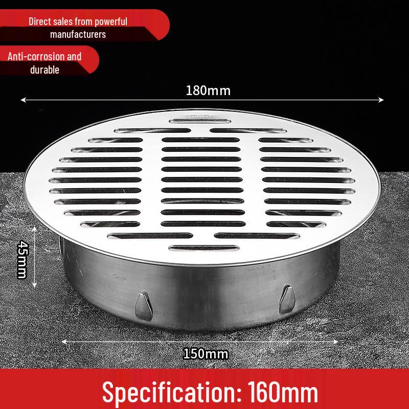 Non-Clogging Stainless Steel Floor Drain with Large Capacity & Direct PVC Insertion for Outdoor Use